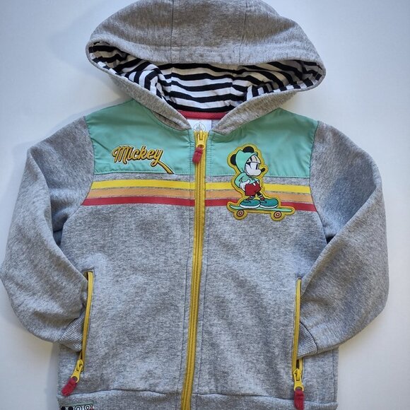 Disney Mickey Mousse Full Zip Hoodie Jacket Sweatshirt Skate Colorful Kid Size 4 - Picture 3 of 11